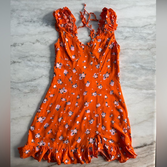 Free People Women’s Like a Lady Printed Mini Orange Dress Size S - Picture 6 of 15